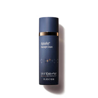 Blue skincare bottle labeled 'AlphaRet Overnight Cream' on a white background