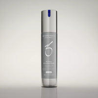 A single cylindrical skincare bottle labeled 'ZO' Skin Health by Zein Organics Retinol Skin Brightener' in silver and gray packaging, photographed against a clean light gray studio background.