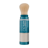 Brush-on Sheer Matte SPF with blue casing on a white background