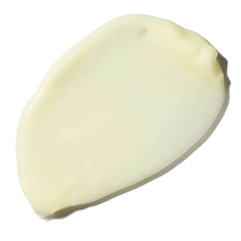 White cream swatch on a white background