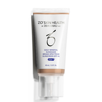 ZO'S Skin Health by Zein Obagi Daily Mineral Sunshade Broad-Spectrum Sunscreen SPF 45 in Color 00, shown in a white squeeze tube with a clear cap on a white background.