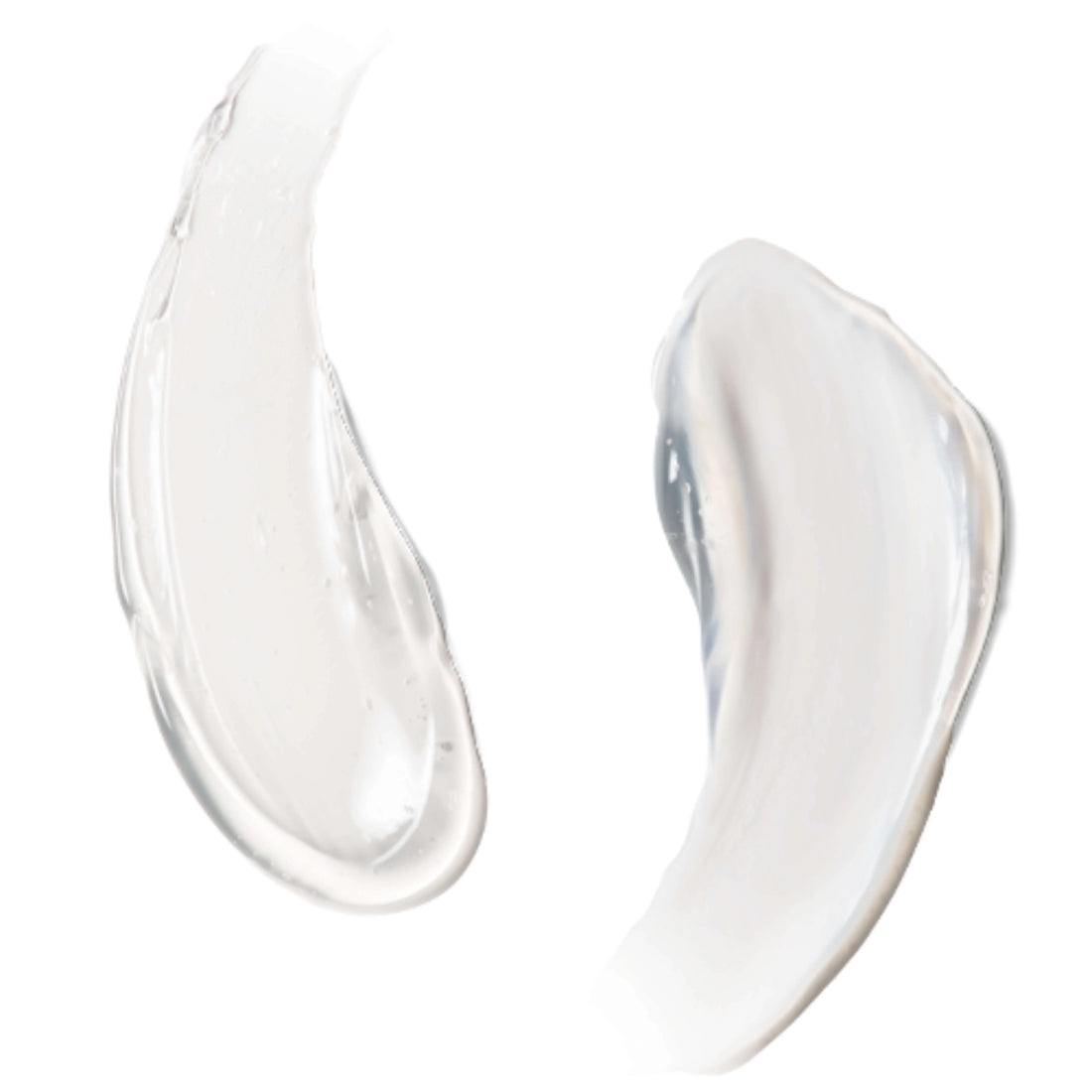 Two clear gel swatches on a white background