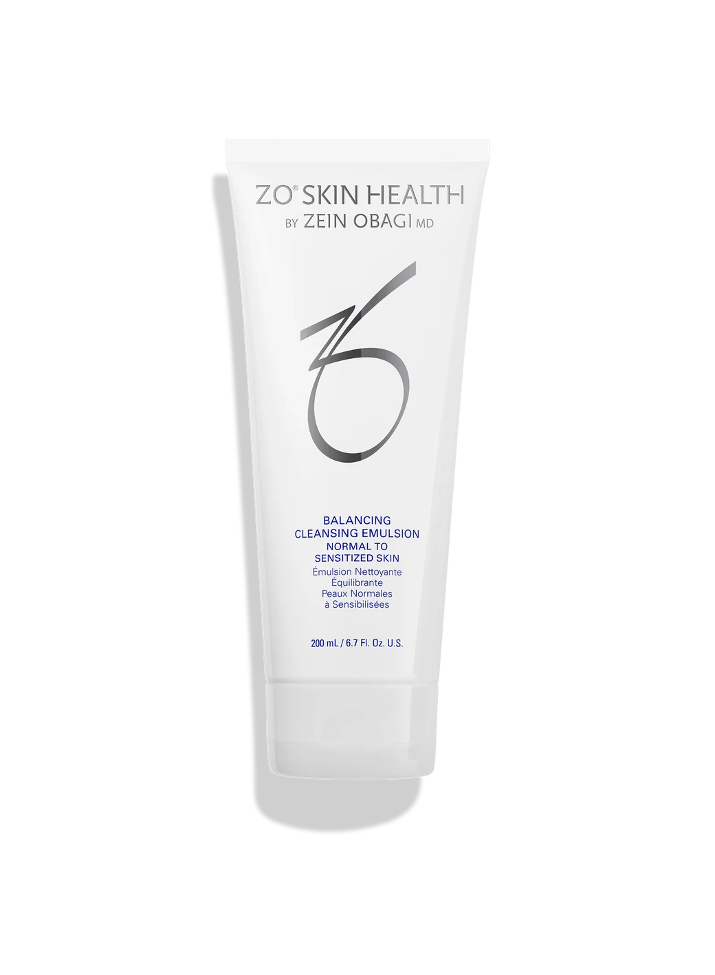 ZO Skin Health cleansing emulsion tube on a white background
