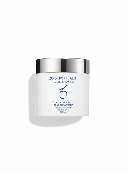 ZO Skin Health oil control pad acne treatment jar on a white background